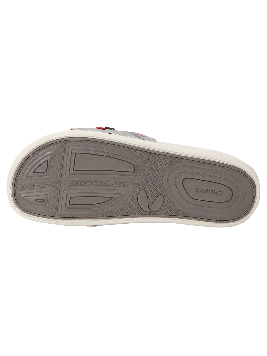 Chupps Men's Grey & White Comfort Slides | Lightweight Cushioned Anti-Slip Slip-On Casual Slippers for Everyday Wear
