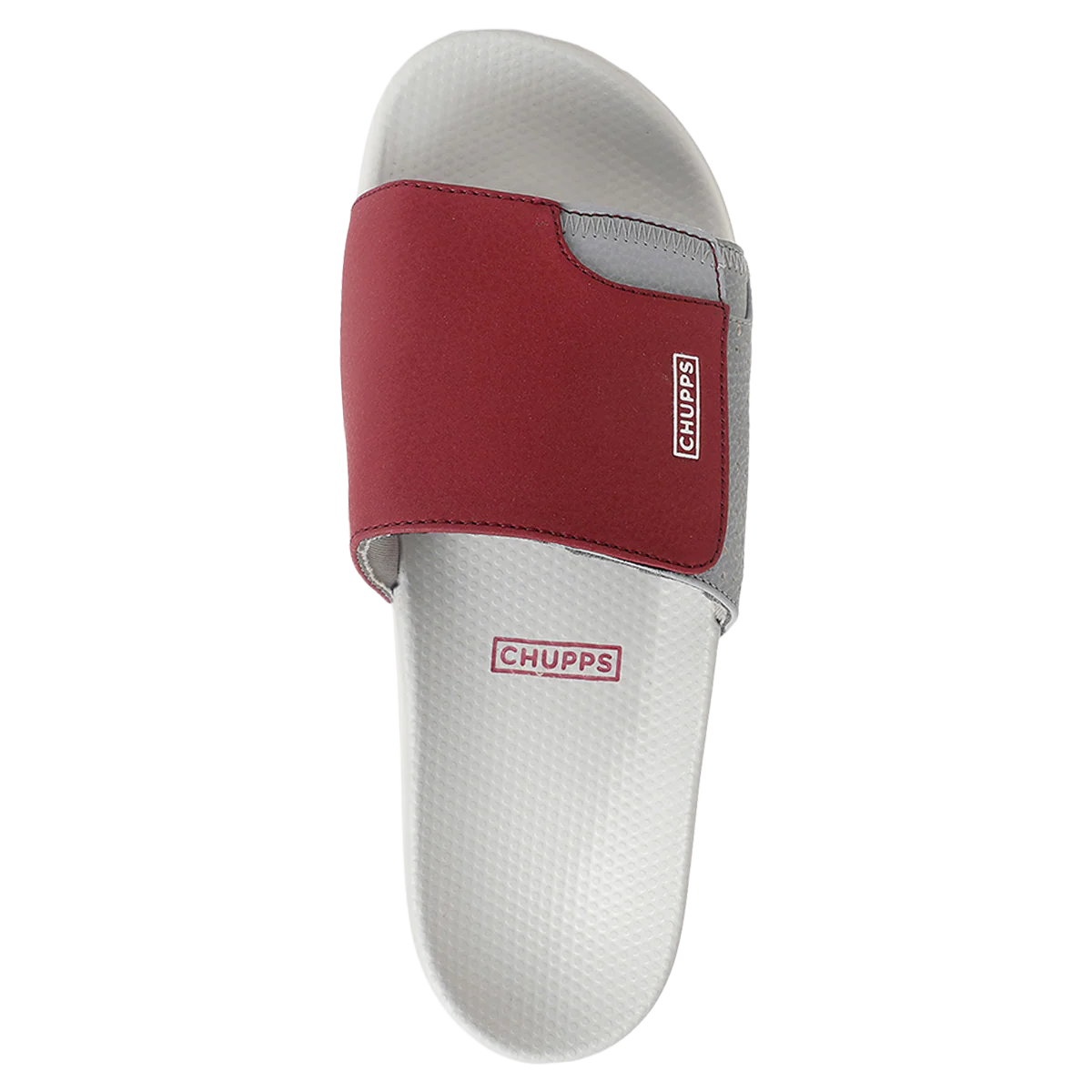 Chupps Men's Grey & Maroon Adjustable Comfort Slides | Premium Lightweight Ergonomic Anti-Slip Casual Slip-On Slippers for Everyday Wear