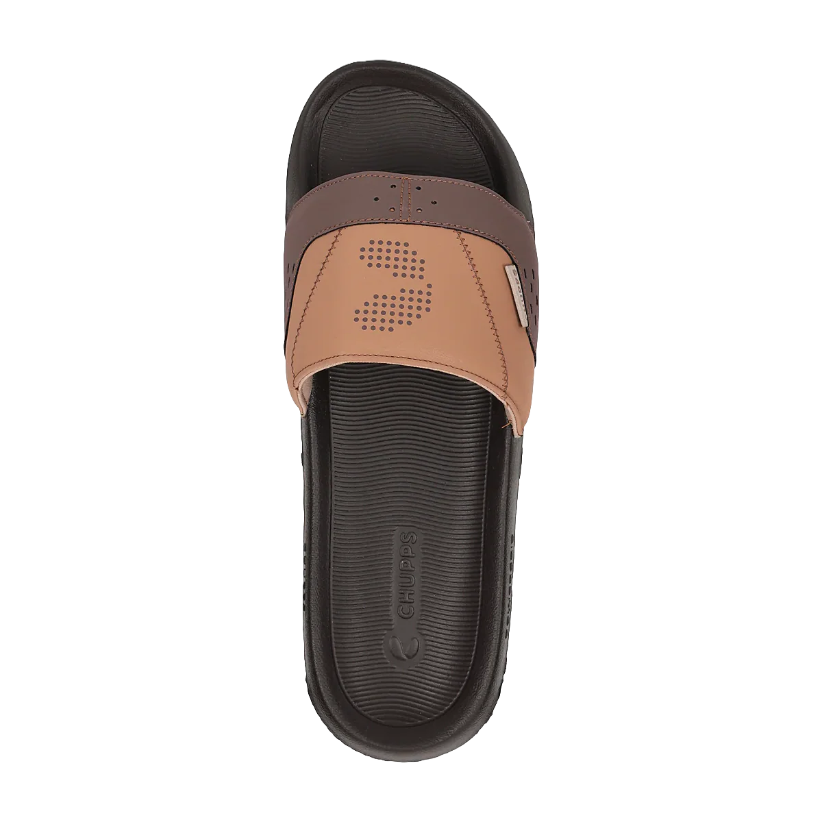 Chupps Men's Tan & Brown Comfort Slides | Premium Lightweight Anti-Slip Casual Slip-On Slippers for Everyday Wear