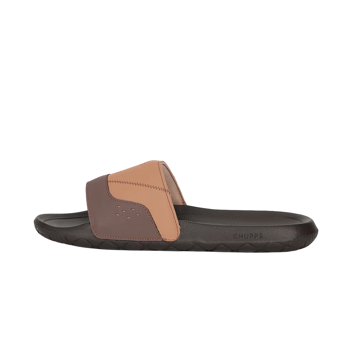 Chupps Men's Tan & Brown Comfort Slides | Premium Lightweight Anti-Slip Casual Slip-On Slippers for Everyday Wear