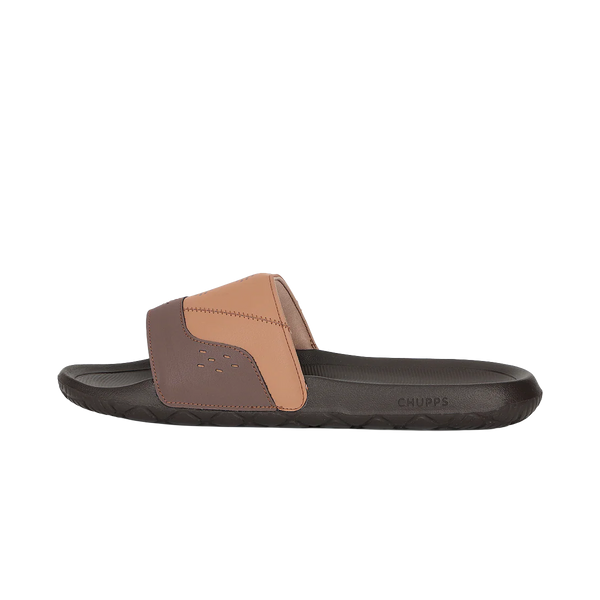 Chupps Men's Tan & Brown Comfort Slides | Premium Lightweight Anti-Slip Casual Slip-On Slippers for Everyday Wear