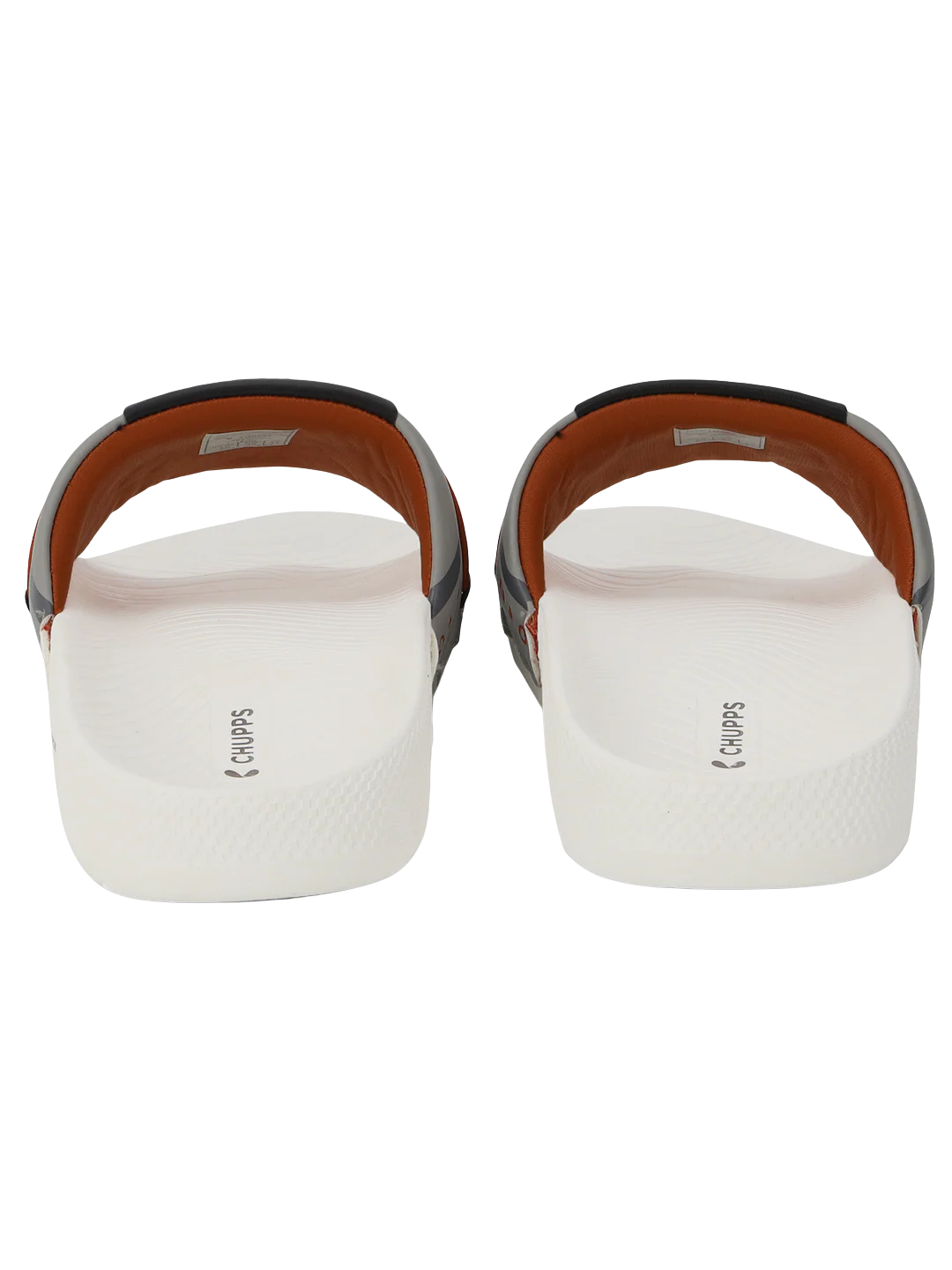 Chupps Men's Grey & White Comfort Slides | Lightweight Cushioned Anti-Slip Slip-On Casual Slippers for Everyday Wear