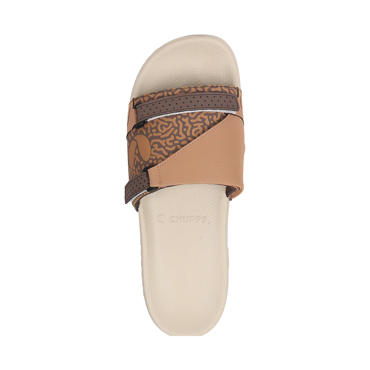 Chupps Men's Brown Dual Strap Comfort Slides | Premium Adjustable Lightweight Anti-Slip Casual Slippers for Everyday Wear