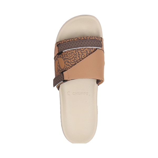 Chupps Men's Brown Dual Strap Comfort Slides | Premium Adjustable Lightweight Anti-Slip Casual Slippers for Everyday Wear