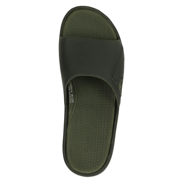 Chupps Men's Olive Green Comfort Slides | Premium Lightweight EVA Anti-Slip Casual Slip-On Slippers for Everyday Wear