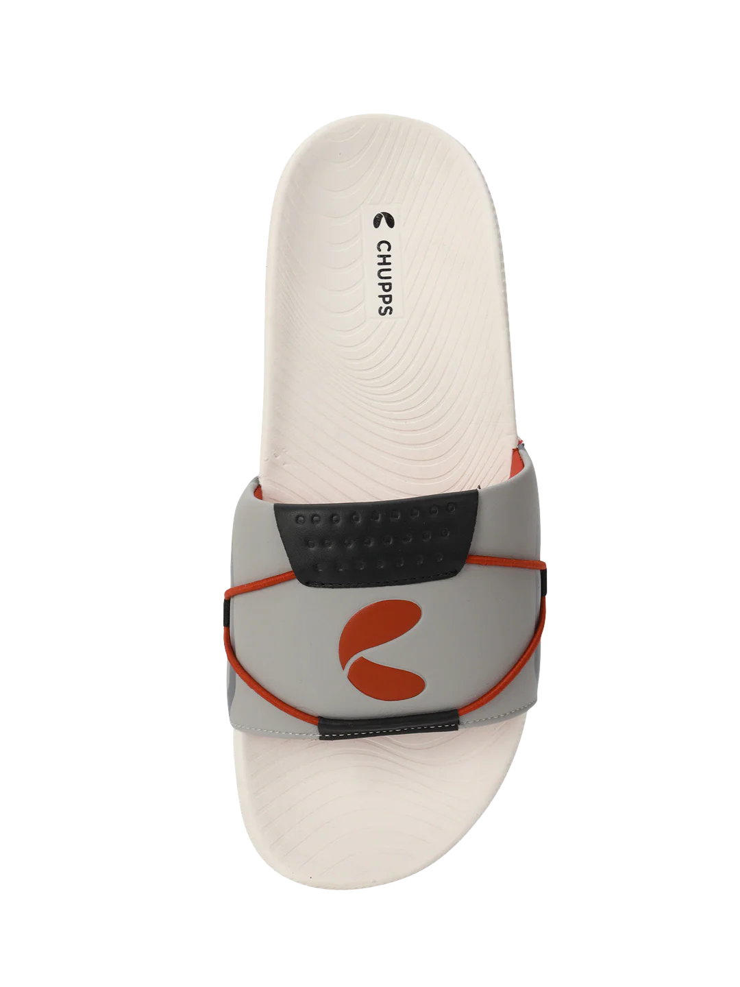 Chupps Men's Grey & White Comfort Slides | Lightweight Cushioned Anti-Slip Slip-On Casual Slippers for Everyday Wear