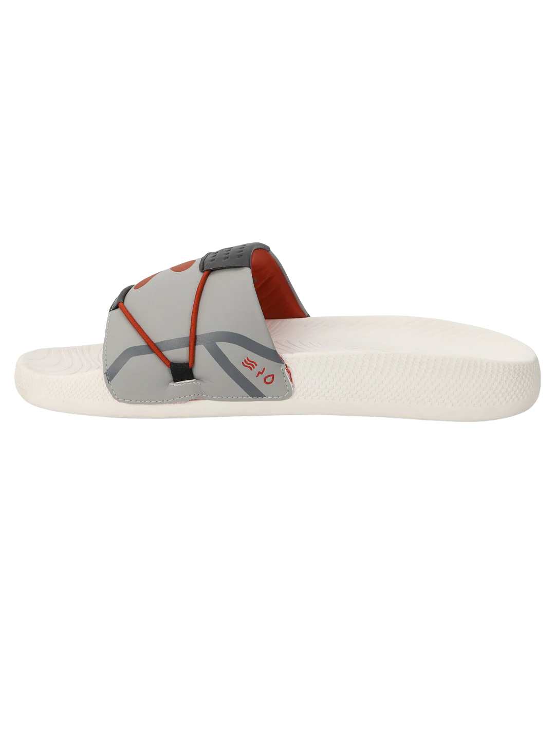 Chupps Men's Grey & White Comfort Slides | Lightweight Cushioned Anti-Slip Slip-On Casual Slippers for Everyday Wear
