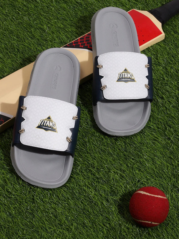 Chupps Men's Navy & White Comfort Slides | Premium Lightweight Cushioned Anti-Slip Casual Slip-On Slippers for Everyday Wear