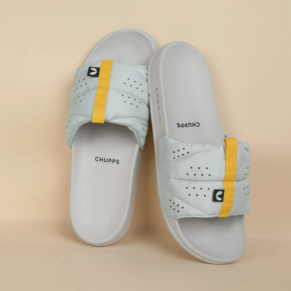 Chupps Men's Ice Blue Comfort Slides | Premium Lightweight Ergonomic Anti-Slip Casual Slip-On Slippers for Everyday Wear