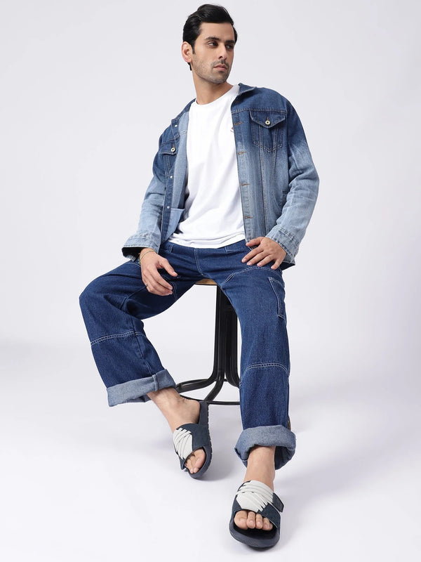 Chupps Men's White & Navy Comfort Slides | Premium Lightweight Anti-Slip Casual Slip-On Slippers for Everyday Wear