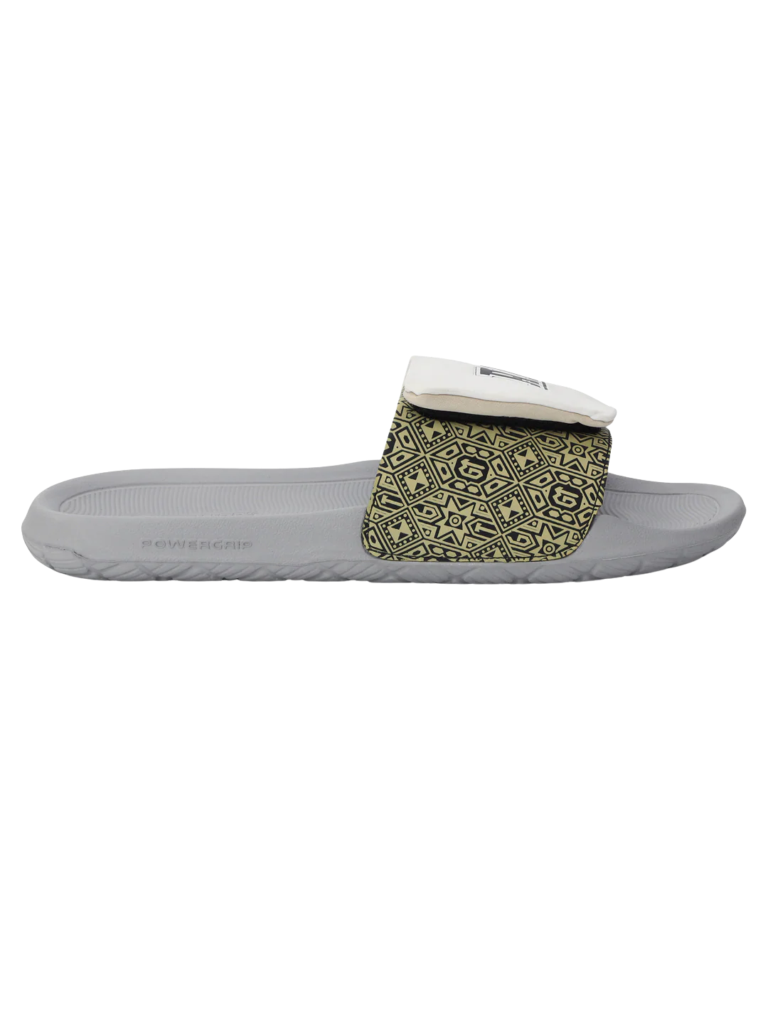 Chupps Men's White Printed Adjustable Comfort Slides | Premium Lightweight Cushioned Anti-Slip Casual Slip-On Slippers for Everyday Wear