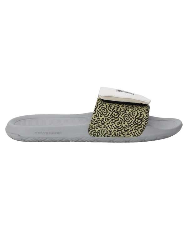 Chupps Men's White Printed Adjustable Comfort Slides | Premium Lightweight Cushioned Anti-Slip Casual Slip-On Slippers for Everyday Wear