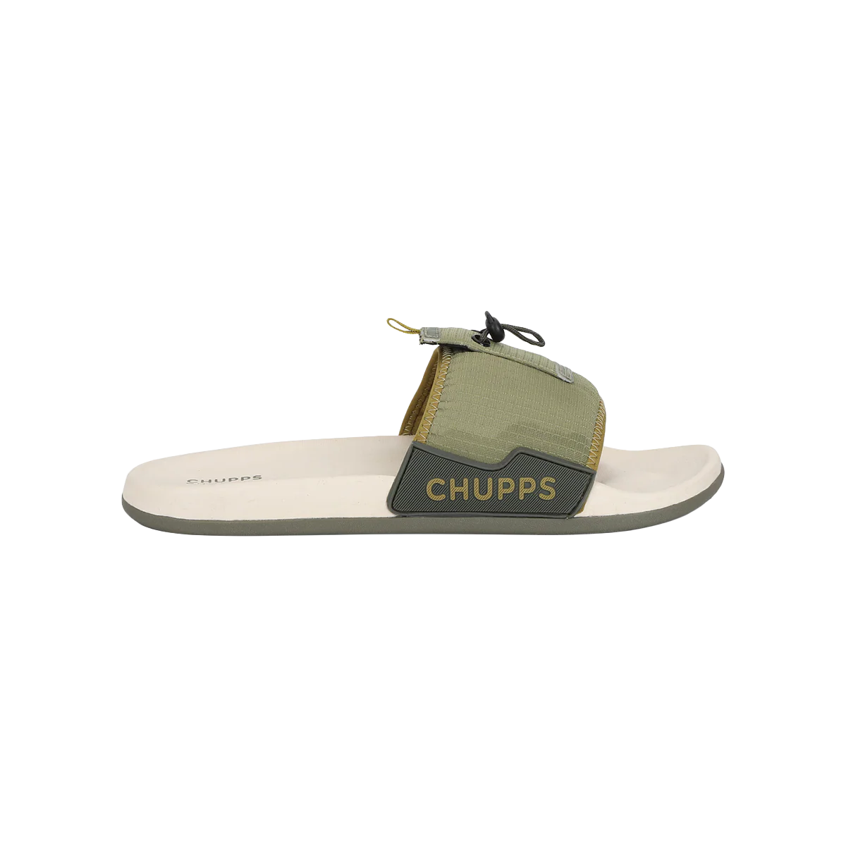 Chupps Men's Olive Green Utility Comfort Slides | Premium Lightweight Adjustable Anti-Slip Casual Slip-On Slippers for Everyday Wear