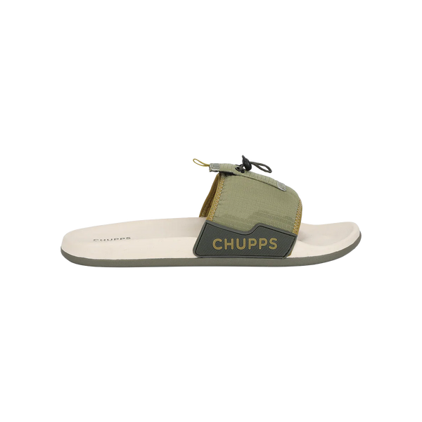 Chupps Men's Olive Green Utility Comfort Slides | Premium Lightweight Adjustable Anti-Slip Casual Slip-On Slippers for Everyday Wear