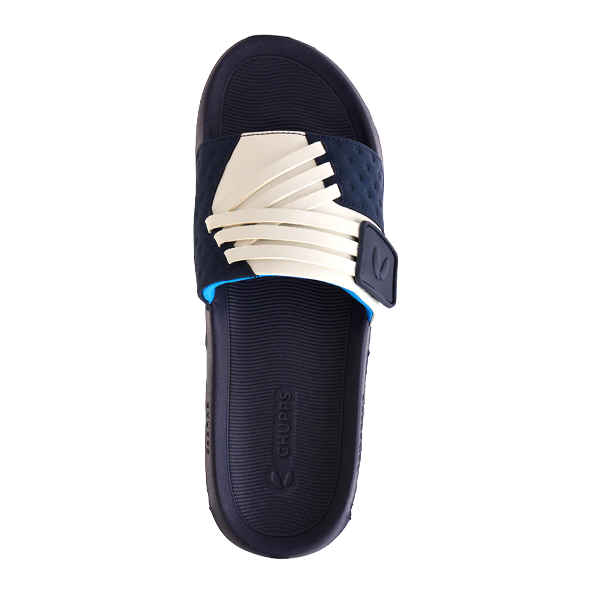 Chupps Men's White & Navy Comfort Slides | Premium Lightweight Anti-Slip Casual Slip-On Slippers for Everyday Wear