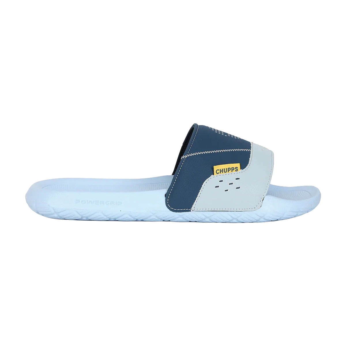 Chupps Men's Sky Blue & Navy Comfort Slides | Premium Lightweight Anti-Slip Casual Slip-On Slippers for Everyday Wear