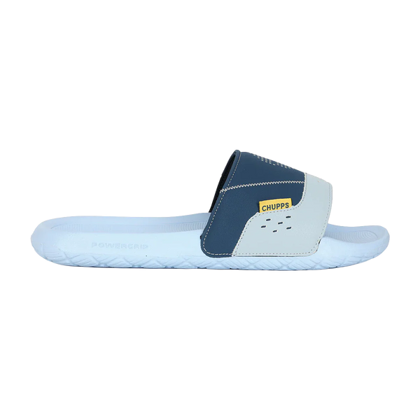 Chupps Men's Sky Blue & Navy Comfort Slides | Premium Lightweight Anti-Slip Casual Slip-On Slippers for Everyday Wear