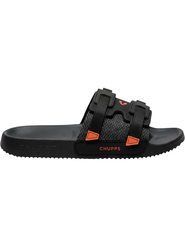 Chupps Men's Black Dual Strap Comfort Slides | Premium Adjustable Lightweight Anti-Slip Casual Slippers for Everyday Wear