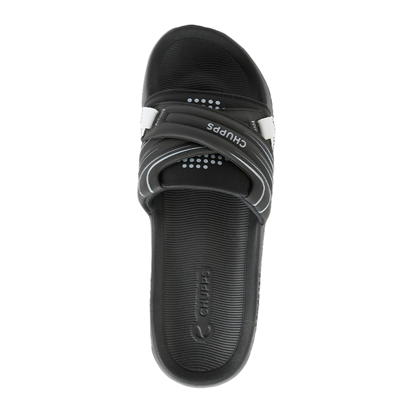 Chupps Men's Black Sport Comfort Slides | Premium Lightweight Anti-Slip Casual Slip-On Slippers for Everyday Wear