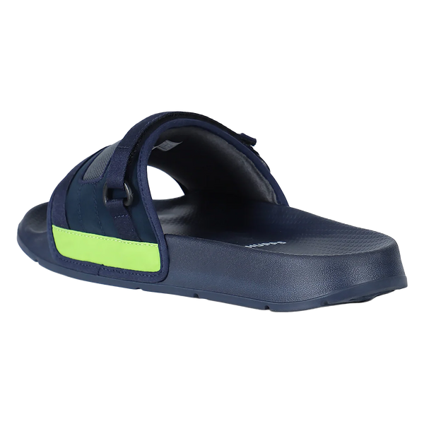 Chupps Men's Navy & Neon Green Utility Comfort Slides | Premium Lightweight Ergonomic Anti-Slip Casual Slip-On Slippers
