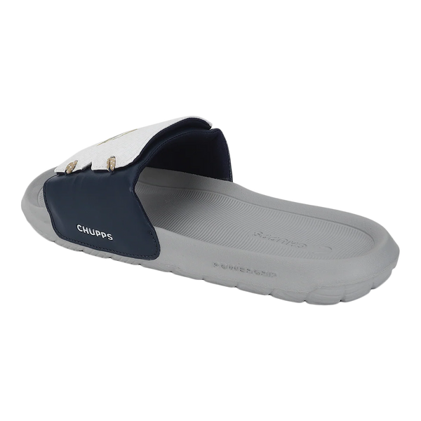 Chupps Men's Navy & White Comfort Slides | Premium Lightweight Cushioned Anti-Slip Casual Slip-On Slippers for Everyday Wear