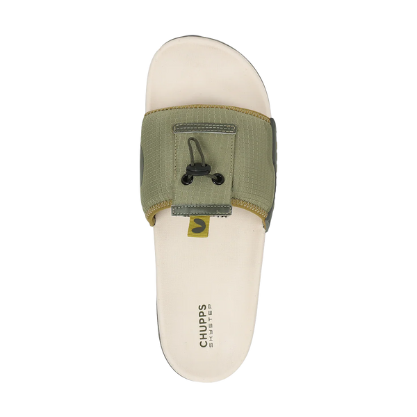 Chupps Men's Olive Green Utility Comfort Slides | Premium Lightweight Adjustable Anti-Slip Casual Slip-On Slippers for Everyday Wear
