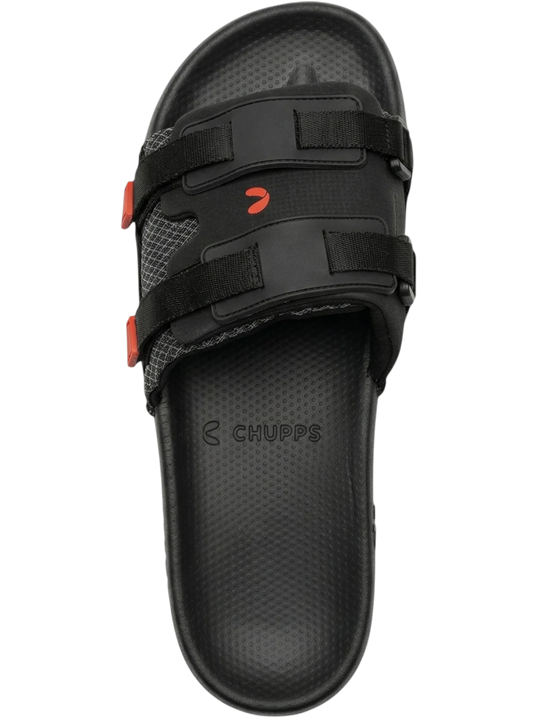 Chupps Men's Black Dual Strap Comfort Slides | Premium Adjustable Lightweight Anti-Slip Casual Slippers for Everyday Wear