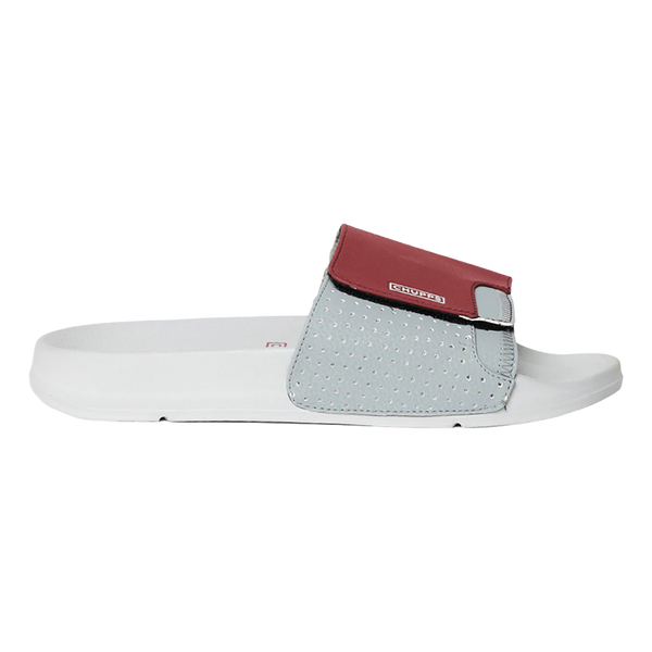 Chupps Men's Grey & Maroon Adjustable Comfort Slides | Premium Lightweight Ergonomic Anti-Slip Casual Slip-On Slippers for Everyday Wear