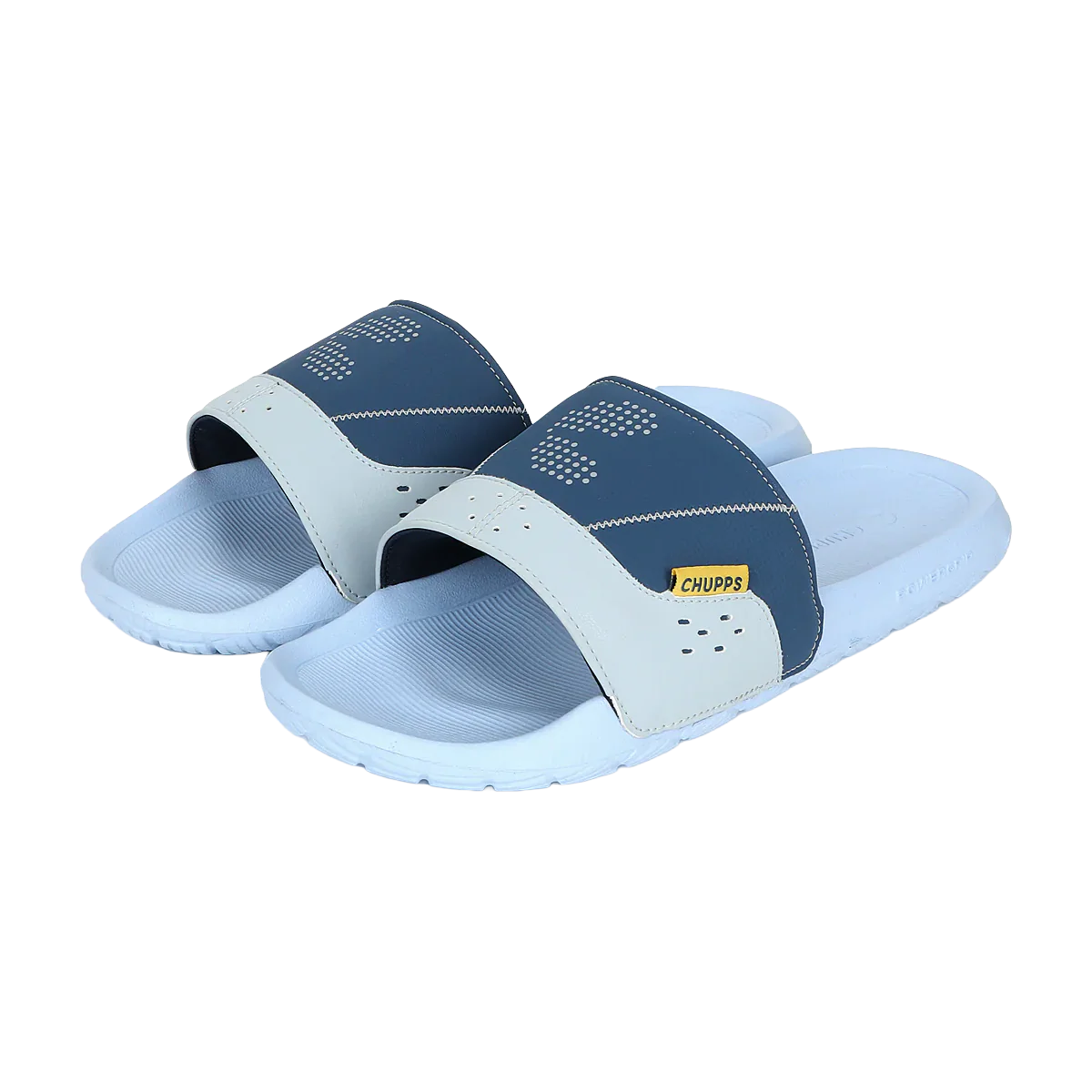 Chupps Men's Sky Blue & Navy Comfort Slides | Premium Lightweight Anti-Slip Casual Slip-On Slippers for Everyday Wear