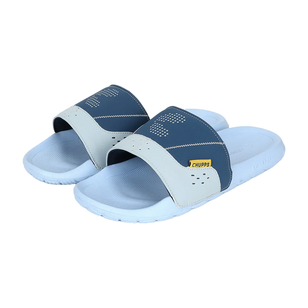 Chupps Men's Sky Blue & Navy Comfort Slides | Premium Lightweight Anti-Slip Casual Slip-On Slippers for Everyday Wear