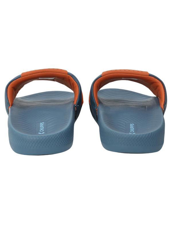 Chupps Men's Blue Comfort Slides | Lightweight Cushioned Anti-Slip Casual Slippers for Daily Wear