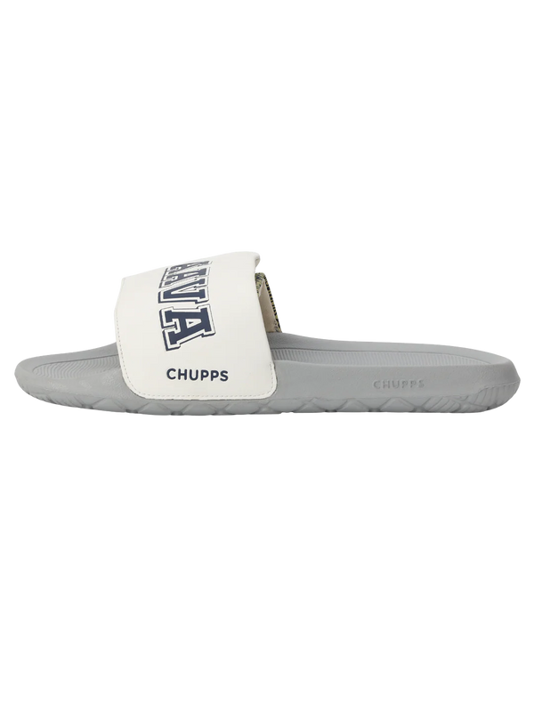 Chupps Men's White Printed Adjustable Comfort Slides | Premium Lightweight Cushioned Anti-Slip Casual Slip-On Slippers for Everyday Wear