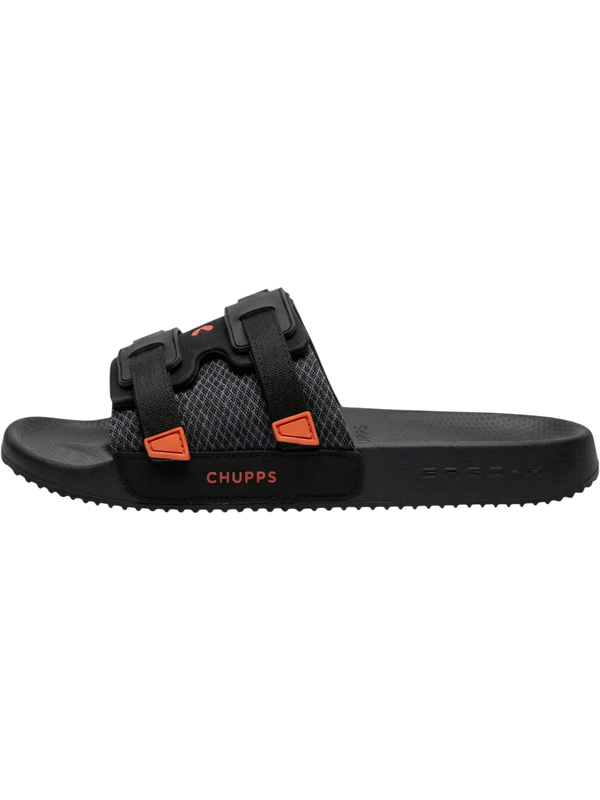 Chupps Men's Black Dual Strap Comfort Slides | Premium Adjustable Lightweight Anti-Slip Casual Slippers for Everyday Wear