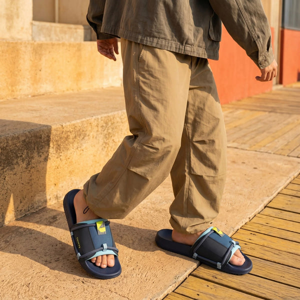 Chupps Men's Navy Blue Comfort Slides | Premium Lightweight Cushioned Anti-Slip Casual Slip-On Slippers for Everyday Wear
