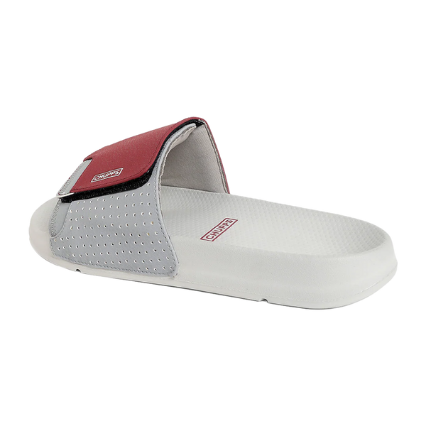 Chupps Men's Grey & Maroon Adjustable Comfort Slides | Premium Lightweight Ergonomic Anti-Slip Casual Slip-On Slippers for Everyday Wear