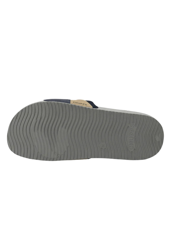 Chupps Men's Navy & White Comfort Slides | Premium Lightweight Cushioned Anti-Slip Casual Slip-On Slippers for Everyday Wear