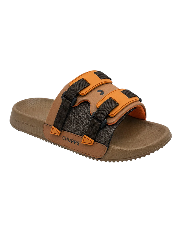 Chupps Men's Dual Strap Comfort Slides | Lightweight Adjustable Casual Slippers for Everyday Wear