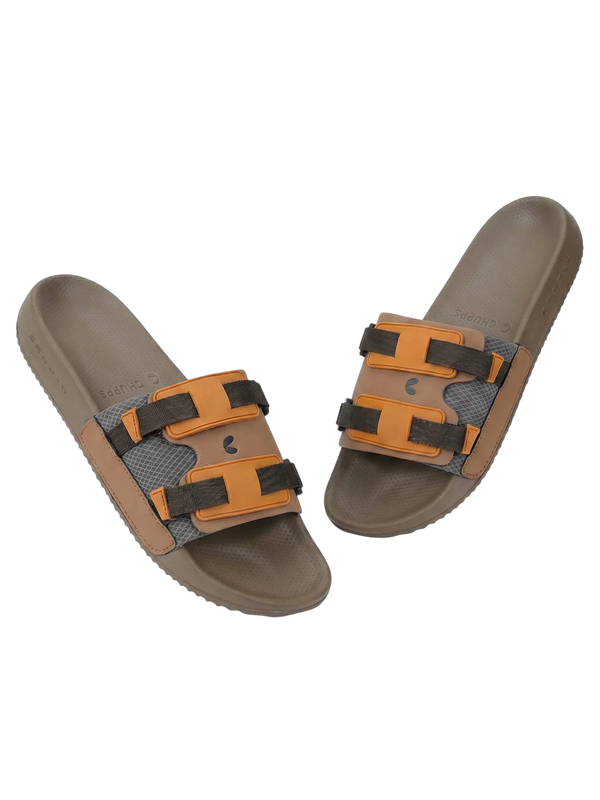 Chupps Men's Dual Strap Comfort Slides | Lightweight Adjustable Casual Slippers for Everyday Wear