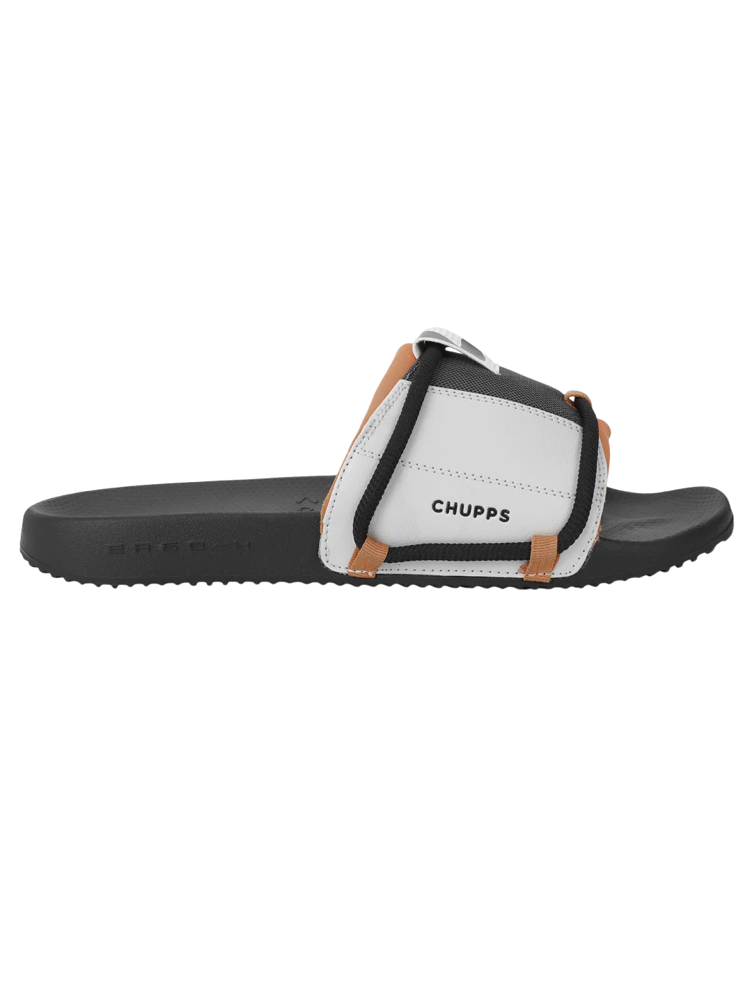 Chupps Men's White & Black Comfort Slides | Premium Lightweight Cushioned Anti-Slip Casual Slip-On Slippers for Everyday Wear