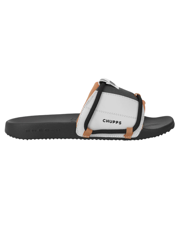 Chupps Men's White & Black Comfort Slides | Premium Lightweight Cushioned Anti-Slip Casual Slip-On Slippers for Everyday Wear