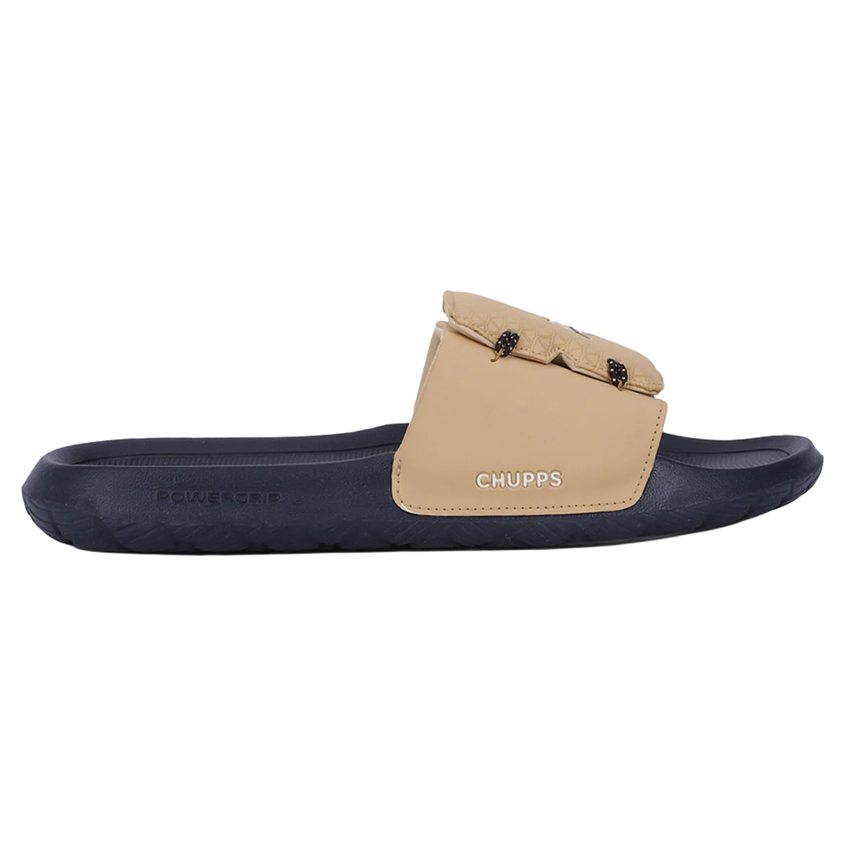 Chupps Men's Beige Comfort Slides | Premium Lightweight Cushioned Anti-Slip Casual Slip-On Slippers for Everyday Wear