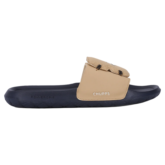 Chupps Men's Beige Comfort Slides | Premium Lightweight Cushioned Anti-Slip Casual Slip-On Slippers for Everyday Wear