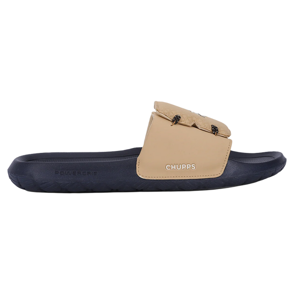 Chupps Men's Beige Comfort Slides | Premium Lightweight Cushioned Anti-Slip Casual Slip-On Slippers for Everyday Wear