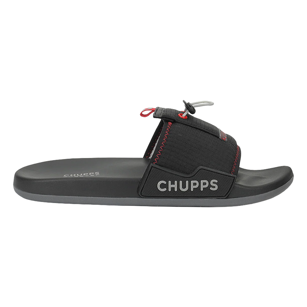 Chupps Men's Black Utility Comfort Slides | Premium Lightweight Adjustable Anti-Slip Casual Slip-On Slippers for Everyday Wear