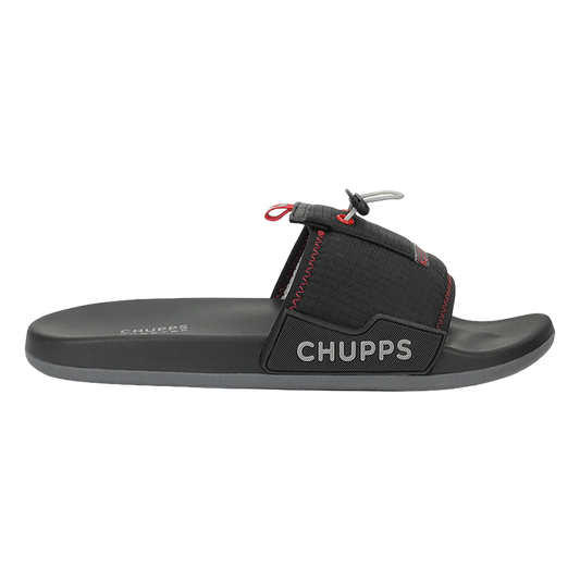 Chupps Men's Black Utility Comfort Slides | Premium Lightweight Adjustable Anti-Slip Casual Slip-On Slippers for Everyday Wear