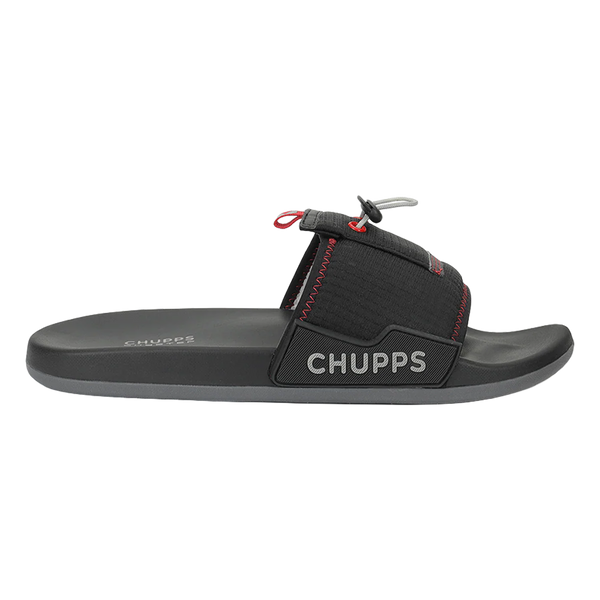 Chupps Men's Black Utility Comfort Slides | Premium Lightweight Adjustable Anti-Slip Casual Slip-On Slippers for Everyday Wear
