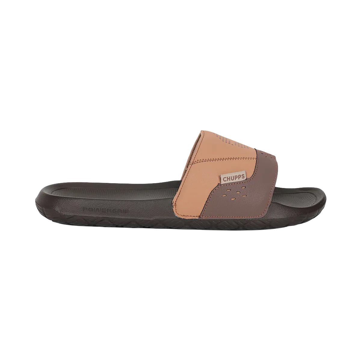 Chupps Men's Tan & Brown Comfort Slides | Premium Lightweight Anti-Slip Casual Slip-On Slippers for Everyday Wear