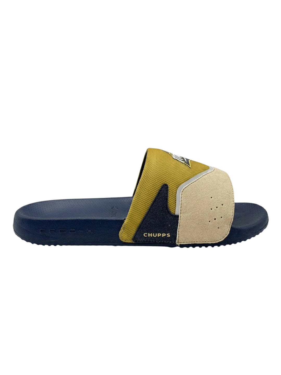 Chupps Men's Olive & Navy Comfort Slides | Premium Lightweight Cushioned Anti-Slip Casual Slip-On Slippers for Everyday Wear