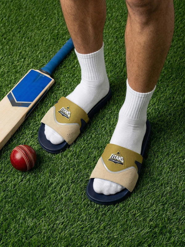 Chupps Men's Olive & Navy Comfort Slides | Premium Lightweight Cushioned Anti-Slip Casual Slip-On Slippers for Everyday Wear
