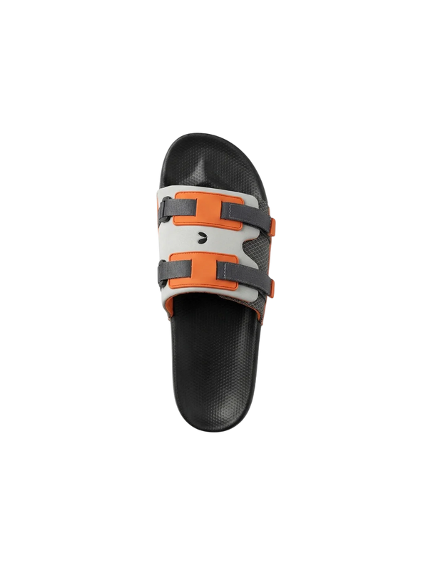 Chupps Men's Grey & Orange Dual Strap Comfort Slides | Premium Lightweight Adjustable Anti-Slip Casual Slippers for Everyday Wear